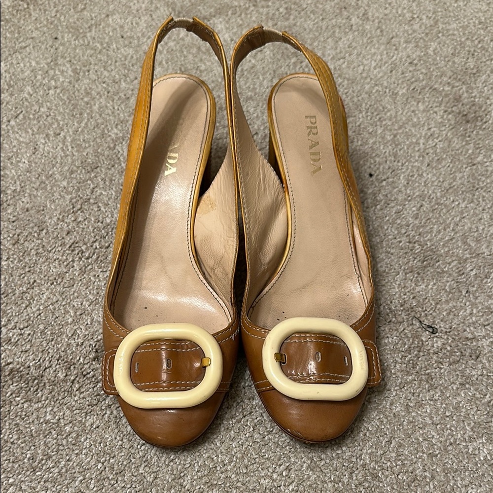 Prada Brown Heels Elegant Design